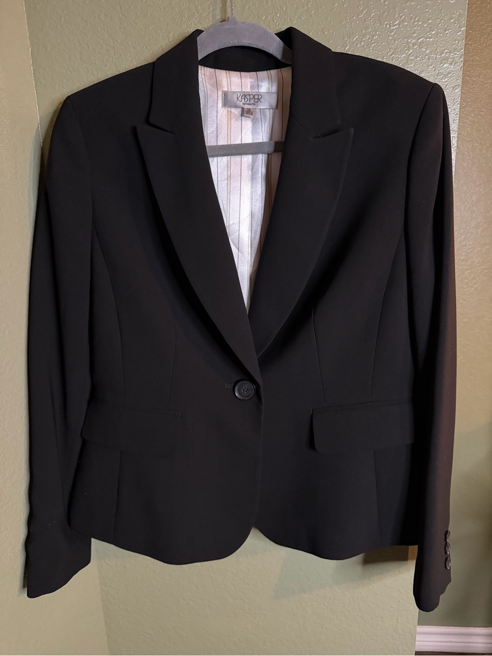 Kasper Separates Black Tailored One Button Blazer Size 10
